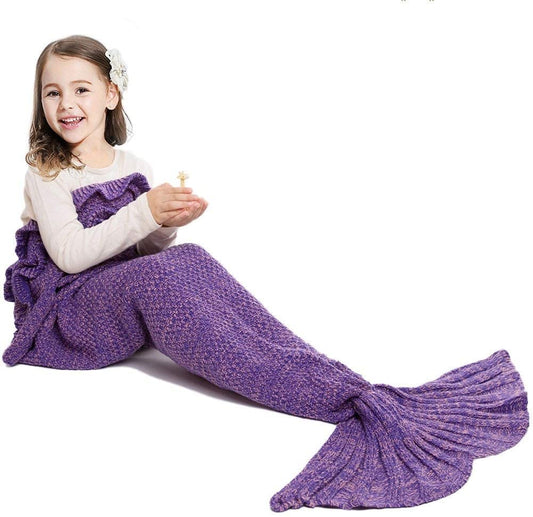 Mermaid Tail Blanket Hand Crochet Snuggle All Seasons Sleeping Bag Blanket - Any Linen