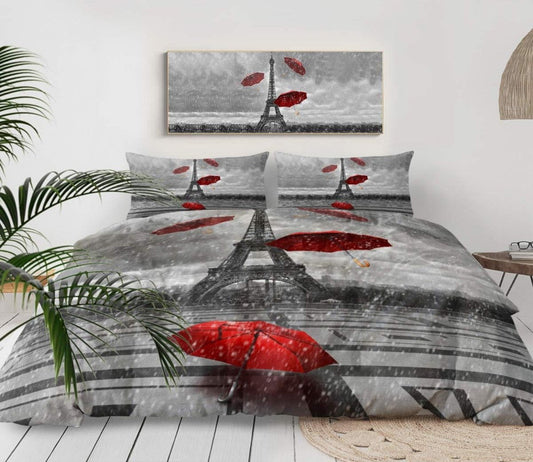 Paris Theme Bedding Comforter Cover 3 Pieces Duvet Cover Set - Any Linen