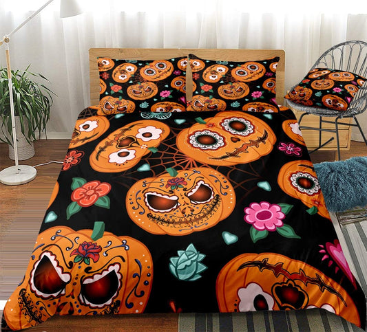 Pumpkin Cartoon Halloween Duvet Cover Set - Any Linen