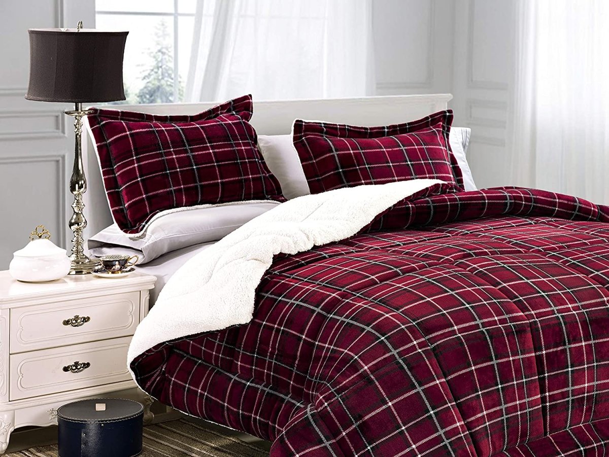 Softest Heavy Weight Sherpa Down Alternative Micro - Suede Reversible Comforter Set - Any Linen